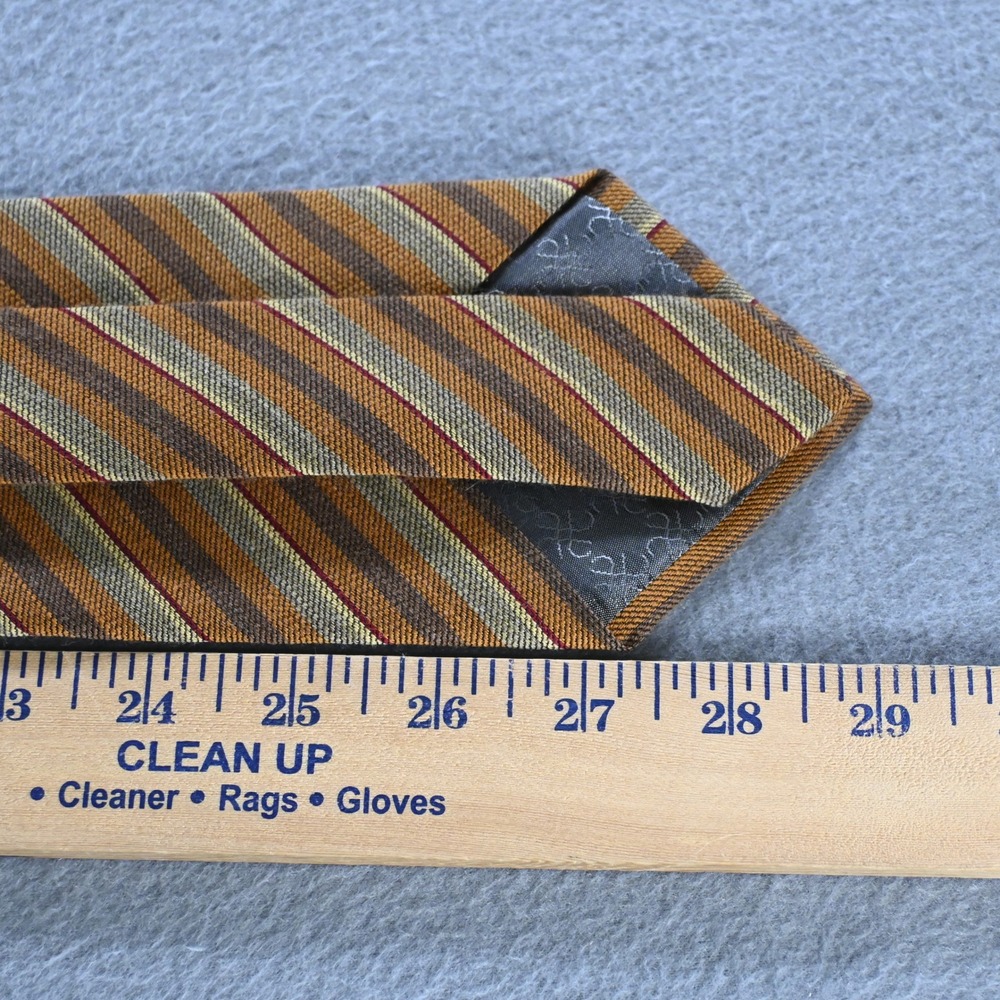 Tino Cosma Mens Vintage Diagonal Stripe Wool Silk Tie OS Brown Tan Rust - Picture 6 of 7